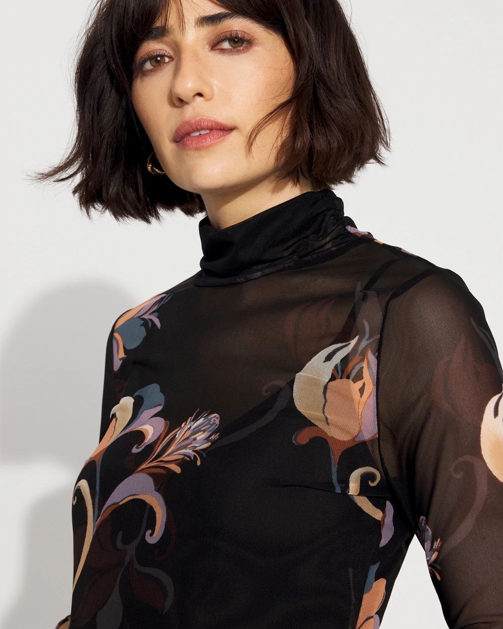 Long Sleeve Mesh Turtleneck | White House Black Market